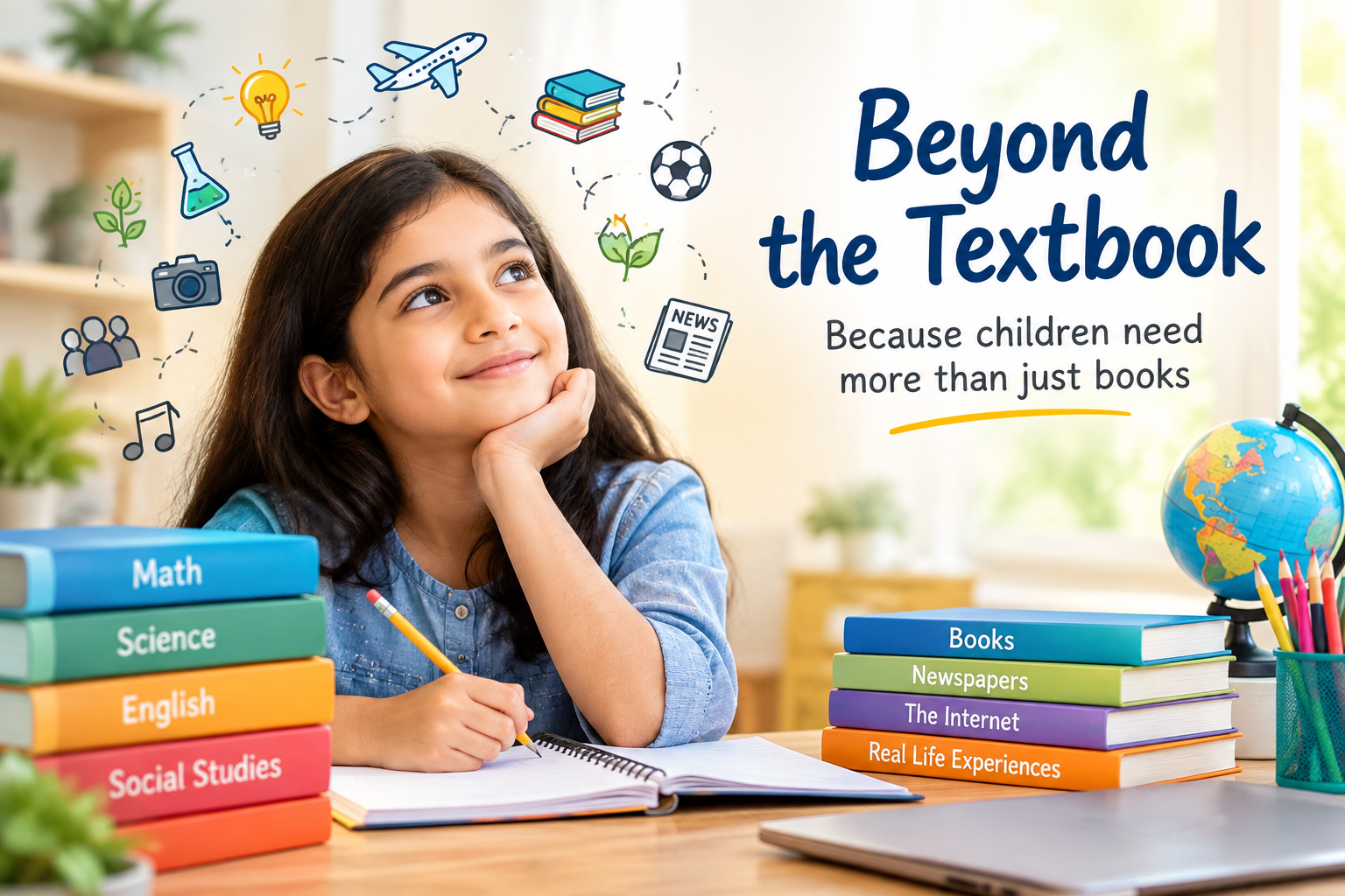 The textbook is not enough for the proper growth of children